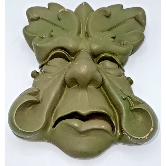 Vintage Chalk Ware Green Garden Grouch Garden Wall Art Wall Hanging 9.5” - Picture 11 of 12